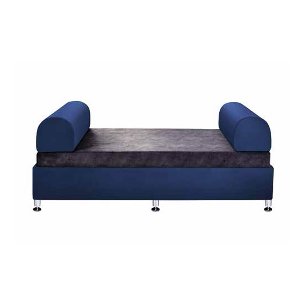 buy single wooden blue divan beds - front view